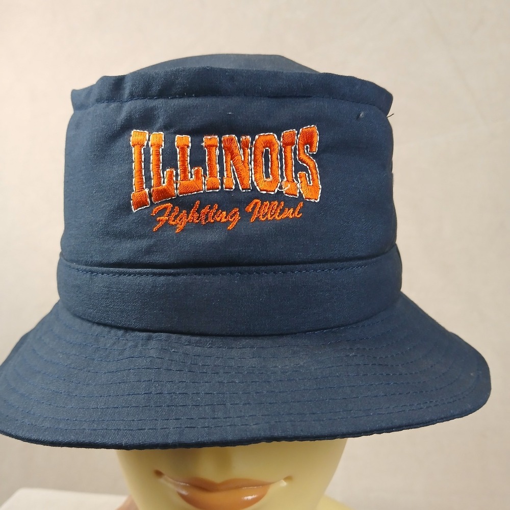 Vintage Illinois Fighting Illini Large Mens Bucket Hat 90s Fits Up To 23" Head